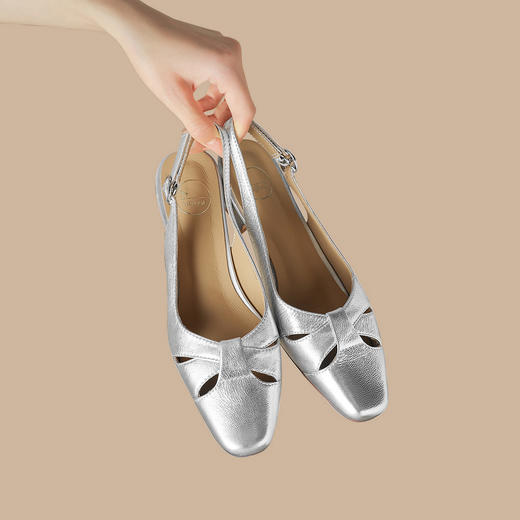 品质好货|Safiya/索菲娅2024新品夏季后空羊皮法式低跟凉鞋 SF42114728 商品图6