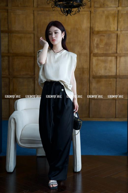 【门店同款】ENJOY夏季智性-珍珠扣腰带直筒裤 158146499 商品图2