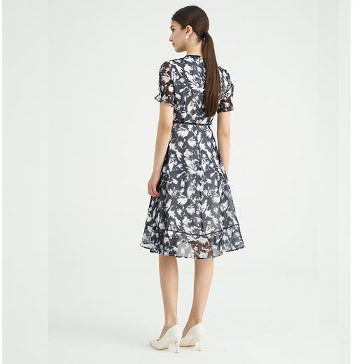 司歌雪纺水墨印花短袖连衣裙收腰国风EA891353X 商品图3