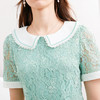 未风绿色蕾丝连衣裙女夏2024夏季新款娃娃领气质优雅减龄短袖裙子 商品缩略图3