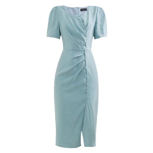 未风名媛气质连衣裙女夏2024夏季新款品牌轻奢收腰显瘦开叉裙子 商品图4