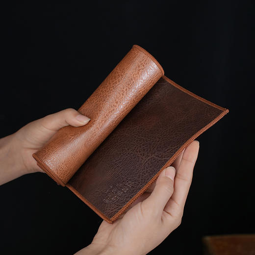 暗香疏影咖色双面皮茶席中式皮革茶席干泡台茶桌垫高档双面茶几茶席布禅意防水茶旗 商品图1