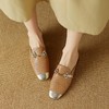 【预售5天】2024新款牛皮拼色金属扣粗跟水钻包头后空凉鞋女ASZ&C508 商品缩略图4