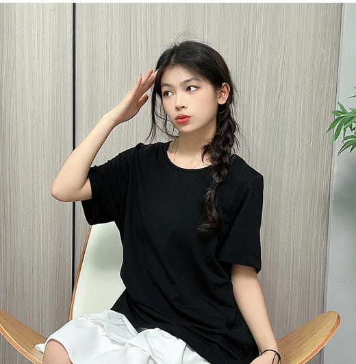 【加大码纯色T恤+蛋糕短裙两件套】130-320斤女装上衣 夏季微胖可爱甜美少女风  商品图7