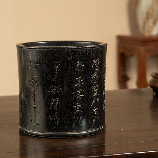 民国 紫檀诗文笔筒 商品图4