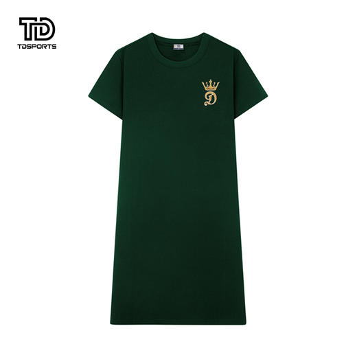 tdsports唐代运动潮牌纯色印花2024年夏季新款女款休闲圆领短袖连衣裙 商品图2