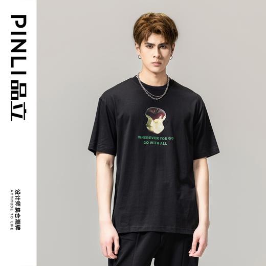PINLI品立2024春季新款男士纯棉印花圆领休闲短袖T恤BG231111023 商品图5