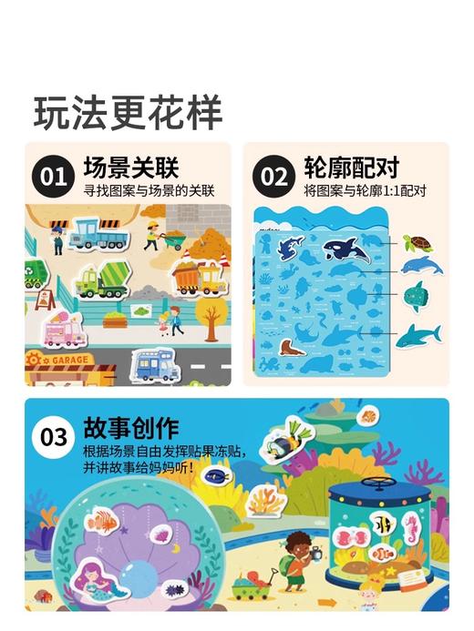 mideer弥鹿儿童手提果冻贴纸书2-3岁低幼宝宝贴画安静书反复粘贴 商品图1