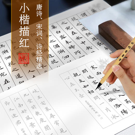 墨点字帖 静心手抄小楷描红诗经唐诗宋词精选  成人毛笔字书法纸初学者小楷入门软笔描红字帖(李亲惠) 商品图1