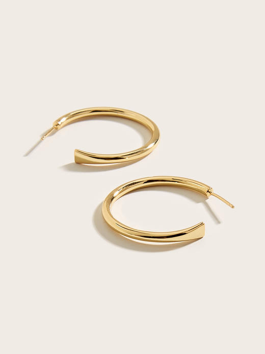 【品牌授权】LACLOCHE纯银镀金素圈耳环 颜色：14K黄； 材质：925银； 尺寸:3CM 商品图0