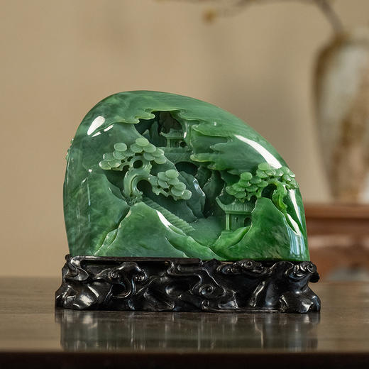 碧玉雕山水人物山子摆件 商品图1