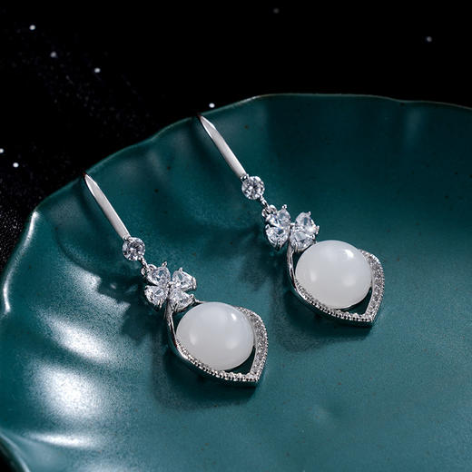 子佩集S925银【雅凝】耳环【YG00544】纯银时尚白玉2405 商品图1