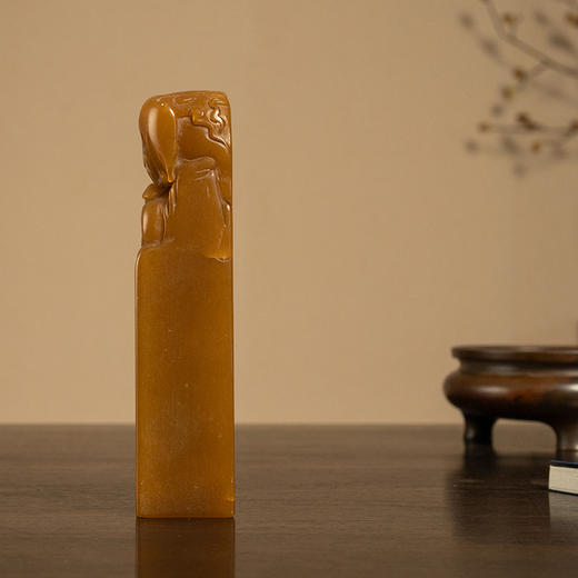 清 寿山石雕人物钮诗文印章 商品图4