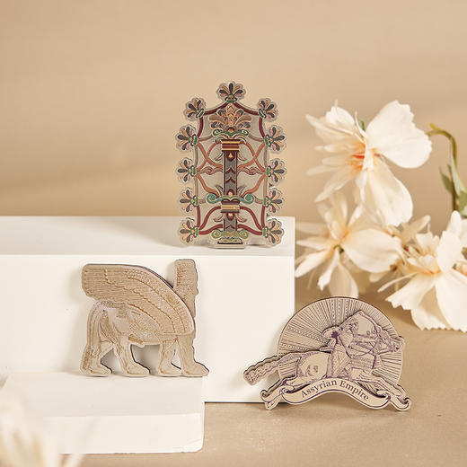 大英博物馆x苏州博物馆亚述系列亚述 巴尼拔 生命之树 人首翼牛图 银箔 冰箱贴 商品图1