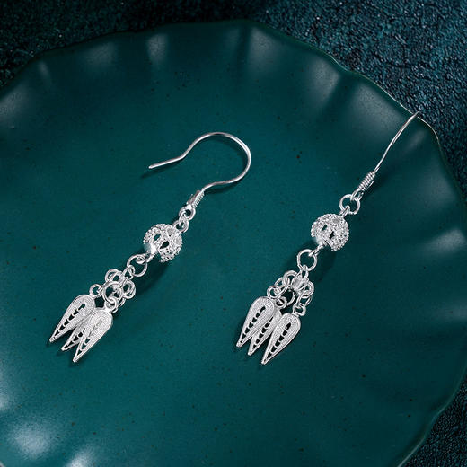 子佩集S990银【风卷柔情】耳环【QFES041】纯银花丝吊球流苏2405 商品图1