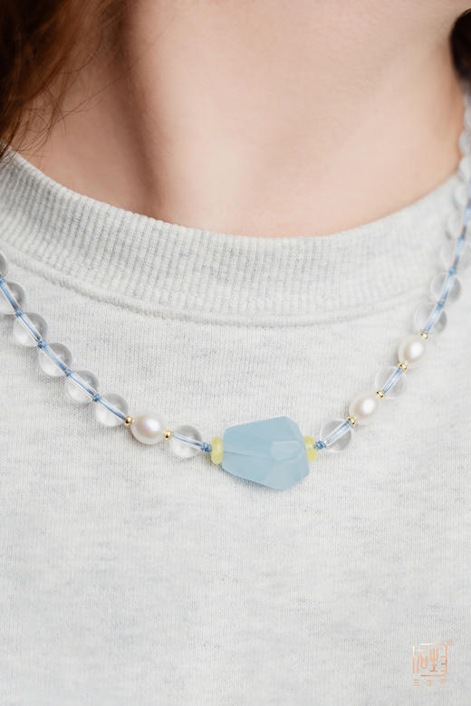 天然白水晶海蓝宝珍珠国风多用长链 商品图8