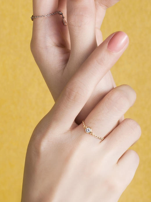 LUCINE 流光链戒18K黄金可调节钻石戒指520礼物宝藏女孩叠戴感 商品图0