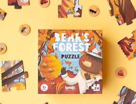 londji进口儿童拼图二阶昆虫水果认知游戏拼图《熊先生的森林派对》故事益智玩具3岁+