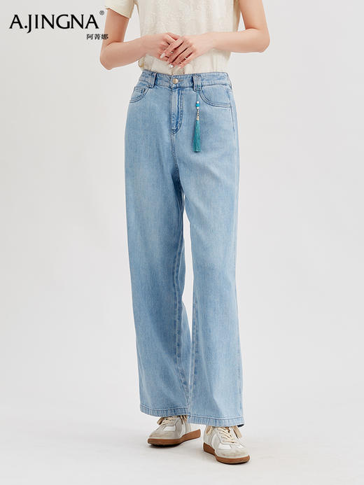 【舒爽百搭】阿菁娜轻国风高腰直筒醋酸夏日凉凉裤F29X210008 商品图2