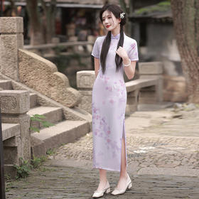 夏季新品年轻长款双层仿醋酸气质淑女中国风旗袍MLS6629