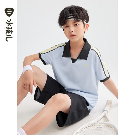 水孩儿童装夏季新款男童速干套装时尚POLO领短袖简约纯色运动短裤 商品图7