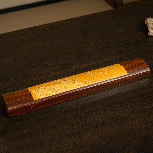 红木嵌竹雕喜上眉梢镇纸 商品图1