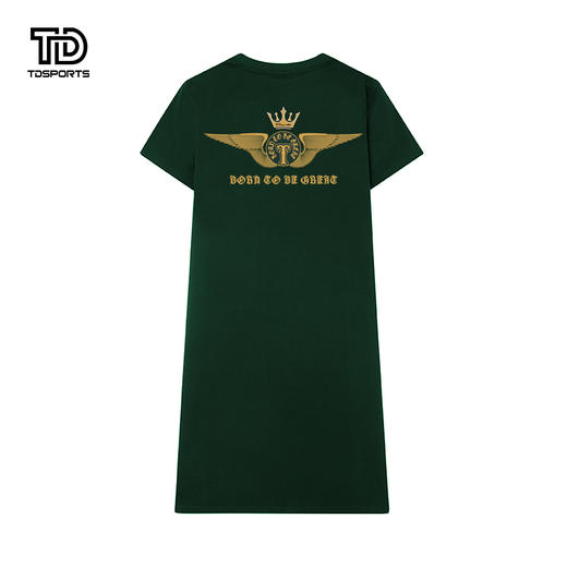 tdsports唐代运动潮牌纯色印花2024年夏季新款女款休闲圆领短袖连衣裙 商品图3
