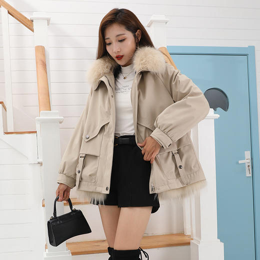 皮草外套女简约时尚兔毛内胆可拆卸短款秋冬季派克服女款CN107-DL699 商品图6
