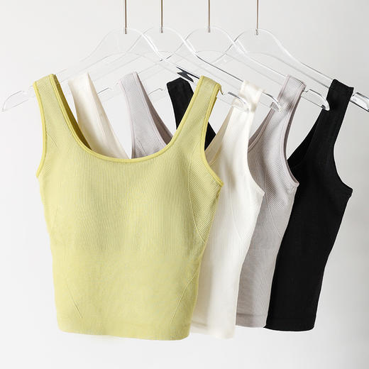 夏季【方领宽肩带背心】冰感美背打底 固定杯露脐款内衣 冰感吸湿可外穿 商品图2