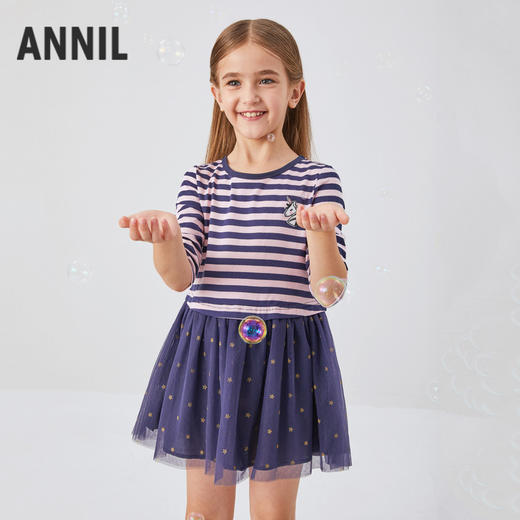女童七分袖连衣裙春季新款安奈儿童装EG413110 商品图0