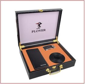 【献礼父亲节】PLOVER香港啄木鸟皮具 商务钱夹皮带两件套 高端木质礼盒装GD820012-2GA