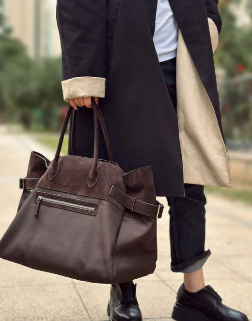 THS 6.1-限时 麂皮拼接尼龙手提包 谁背谁好看包 旅行包 2色 CQ1324 商品图2