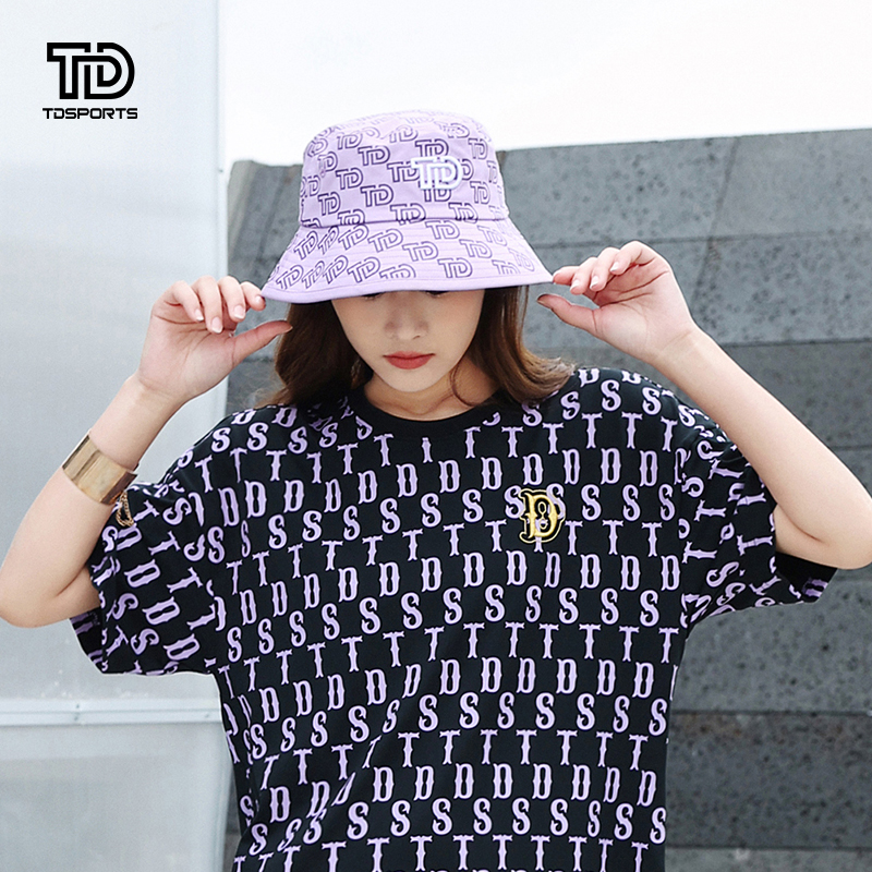 tdsports新款印花紫色渔夫帽四季防晒遮阳帽子百搭休闲