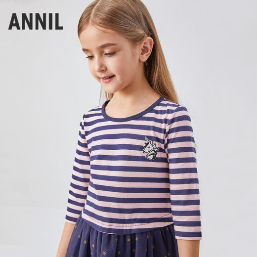 女童七分袖连衣裙春季新款安奈儿童装EG413110 商品图2