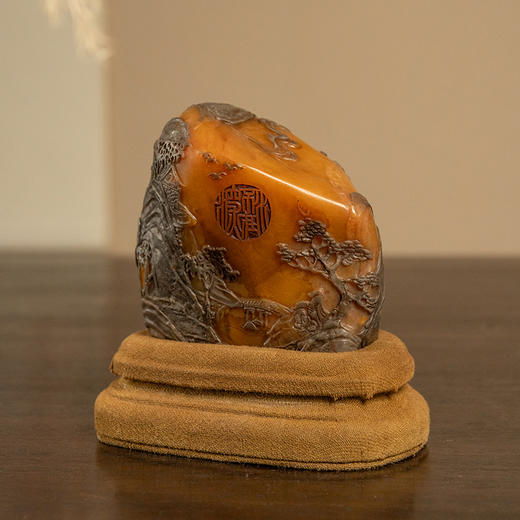 清 田黄石雕山水人物诗文印章 商品图1