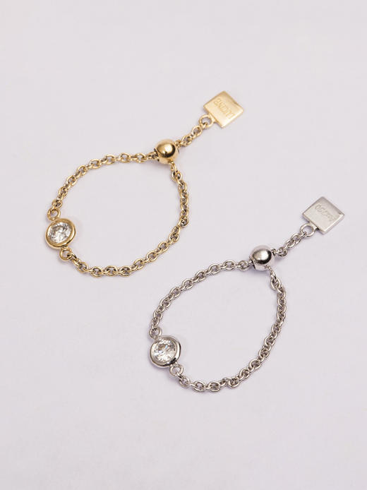 LUCINE 流光链戒18K黄金可调节钻石戒指520礼物宝藏女孩叠戴感 商品图4