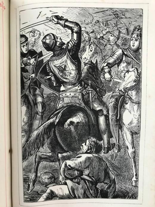 约19世纪后期 司各特诗集 7幅插图 全真皮精装32开 商品图12