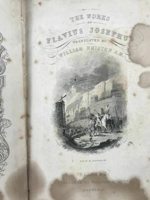 1841年 弗拉维奥·约瑟夫斯作品集 卷首配插图 真皮精装大32开 商品图5