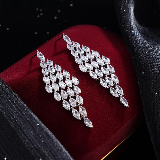 子佩集S925银【浮光】耳钉【Y-7140201】纯银时尚几何菱形锆石2405 商品图3