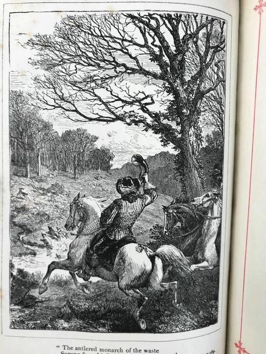 约19世纪后期 司各特诗集 7幅插图 全真皮精装32开 商品图6