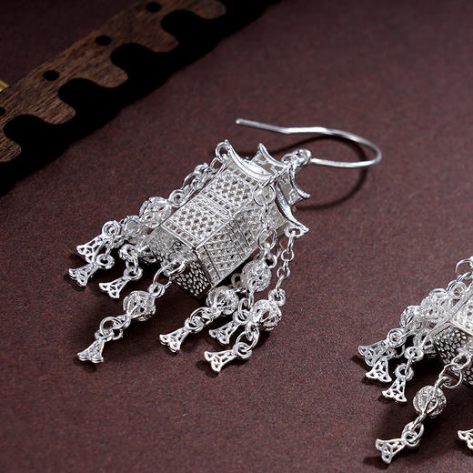 子佩集S990银【清灯香影】耳环【QFES042】纯银花丝宫灯流苏2405 商品图4