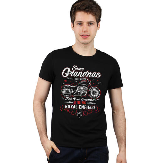 自由基地夏季机车摩托图案设计复古印花团队短袖T恤衫男青年半袖 NMT-2129 商品图0