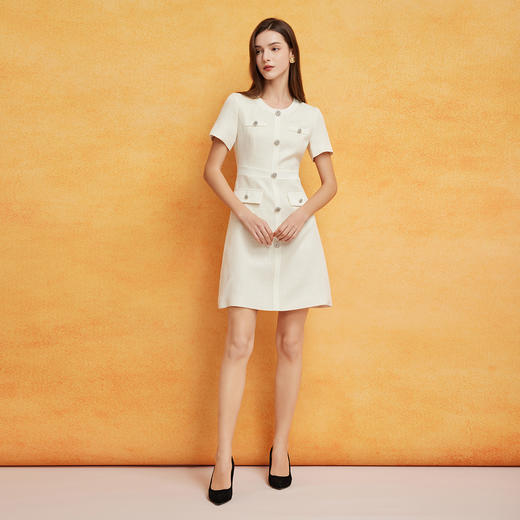 PF8J5斯尔丽24新款女装夏优雅小香风时尚轻薄柔软交织料收腰修身连衣裙 商品图3