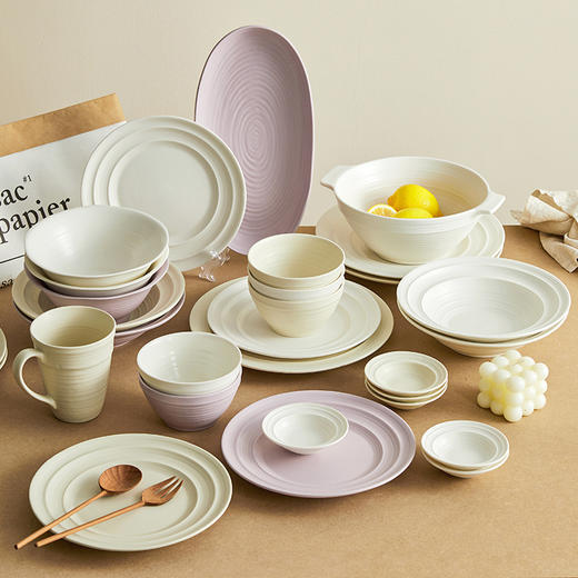 摩登主妇釉下彩碗碟套装家用2024新款陶瓷饭碗盘子菜盘高级感餐具 商品图4