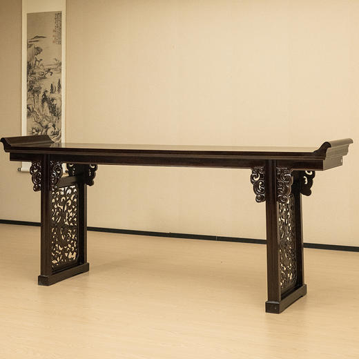 红木夹头榫透雕螭龙纹翘头案 商品图4