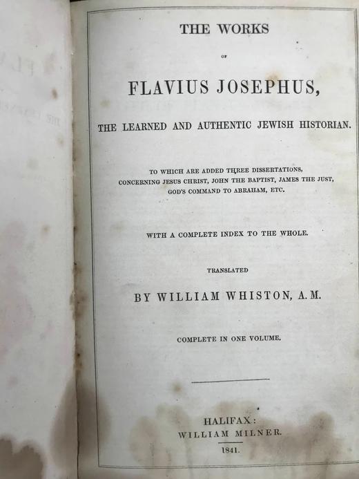 1841年 弗拉维奥·约瑟夫斯作品集 卷首配插图 真皮精装大32开 商品图6