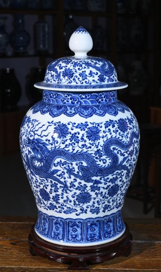 柴窑青花龙穿花将军罐 商品图0