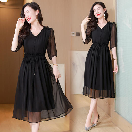 ASE-25027真丝连衣裙2024年夏季新款中长款高端度假法式真丝中长款裙子女 商品图1