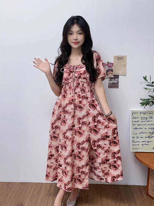 【特大码碎花连衣裙】夏季新款 120-330斤绑带口袋开叉孕妇哺乳期 宽松舒适 轻薄透气 商品图1