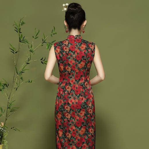 改良年轻复古玫瑰花新中式旗袍连衣裙OY24109 商品图3